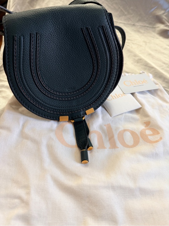 Chloe Handbags - Chloé Dark Green Pebbled Leather Marcie Mini Crossbody with Gold Hardware